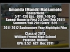 Amanda Matsumoto 2011-2012 Sophomore Year Softball Highlight Film Recruiting Tape