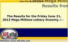 Mega Millions Lottery Drawing Results for June 21, 2013