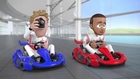 Une course de karting avec les pilotes McLaren en dessin animé